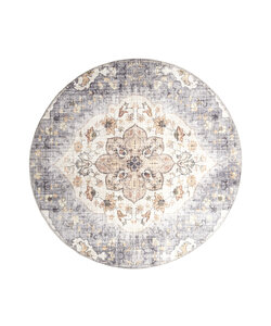 Vintage Gartenteppich Rund - Santo Mandala Blau Grau