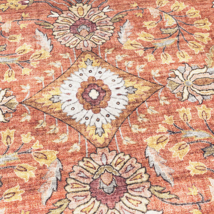 Vintage Gartenteppich Rund - Santo Flora Terrakotta