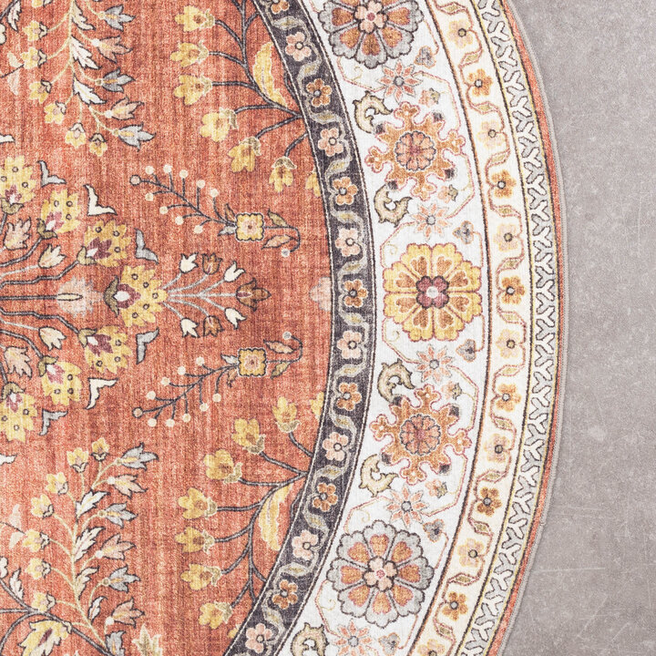 Vintage Gartenteppich Rund - Santo Flora Terrakotta