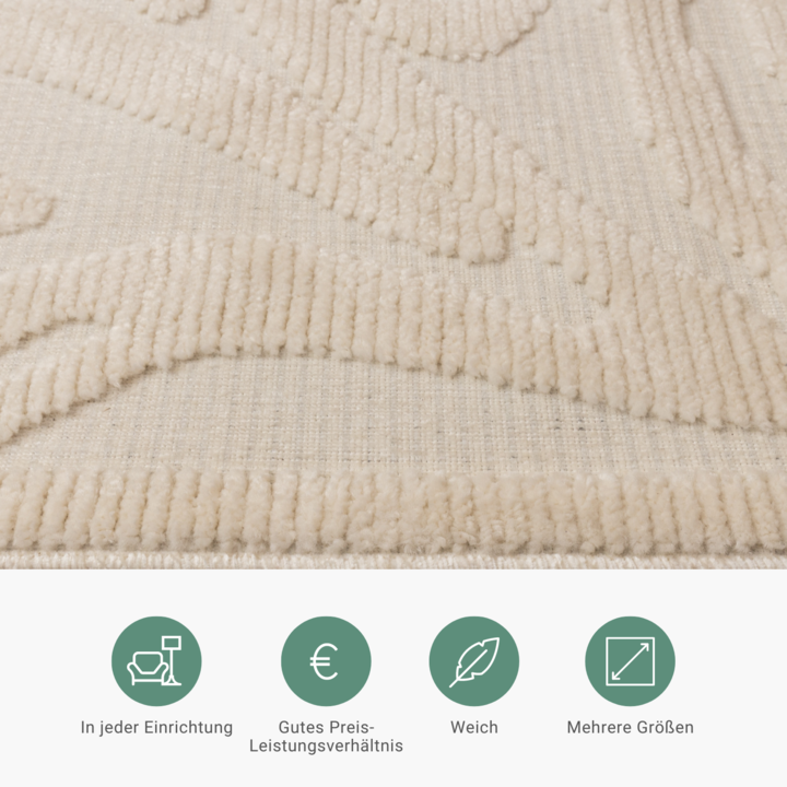 Waschbarer Teppich - Dunya Zebra Weiß