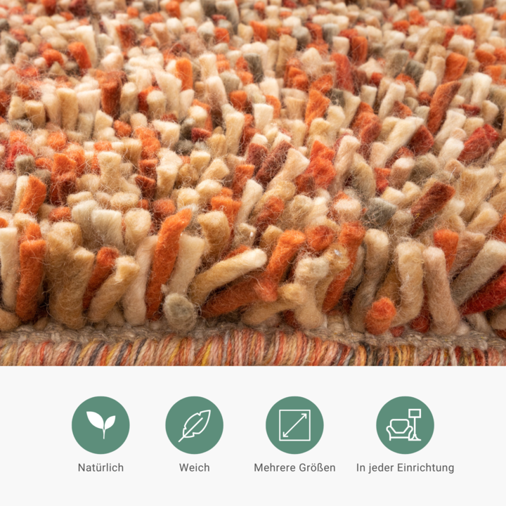 Wollteppich Hochflor - Elin Rot Terracotta