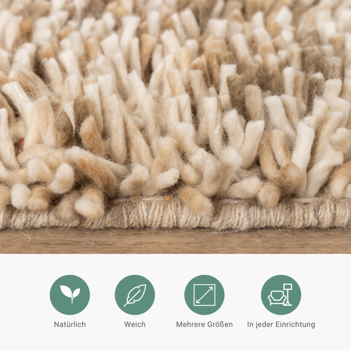 Wollteppich Hochflor - Elin Beige