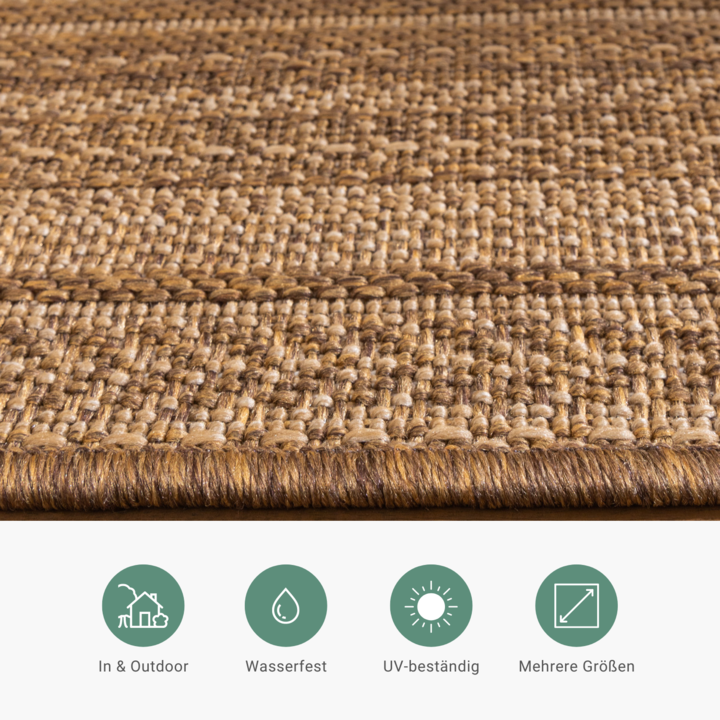 Garten Teppich Jute - Mavi Stripes Creme Braun
