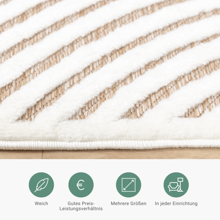 Teppich Modern - Nori Curves Weiß Taupe