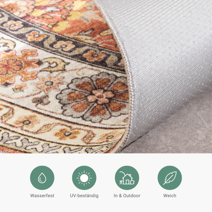 Vintage Gartenteppich Rund - Santo Flora Terrakotta