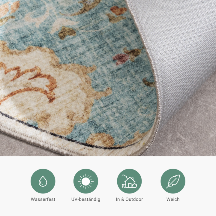 Vintage Gartenteppich Rund - Santo Mandala Hellblau