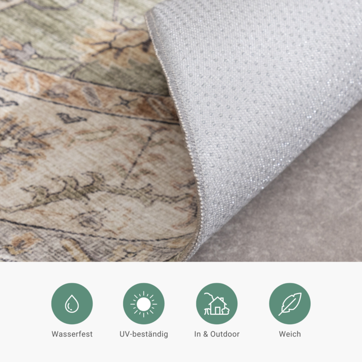 Vintage Gartenteppich Rund - Santo Medaillon Grün