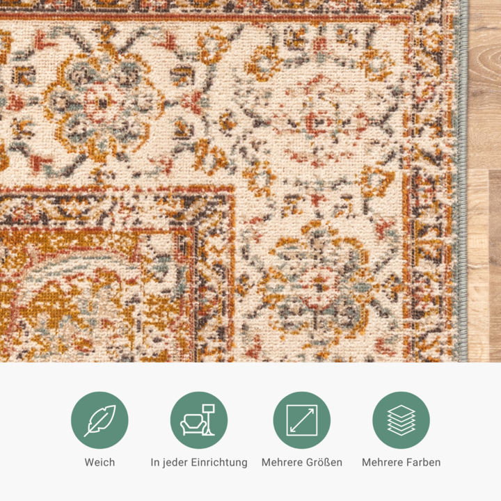 Vintage Teppich - Thirza Medaillon Hellblau Bunt