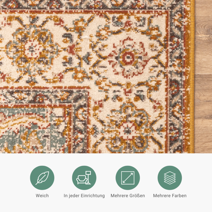 Vintage Teppich - Thirza Medaillon Ockergelb Bunt