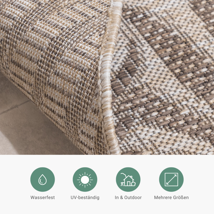 In- & Outdoor Teppich Rund - Tiga Edge Taupe