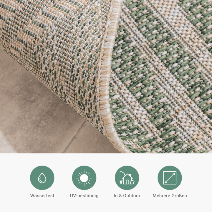 In- & Outdoor Teppich Rund - Tiga Edge Grün