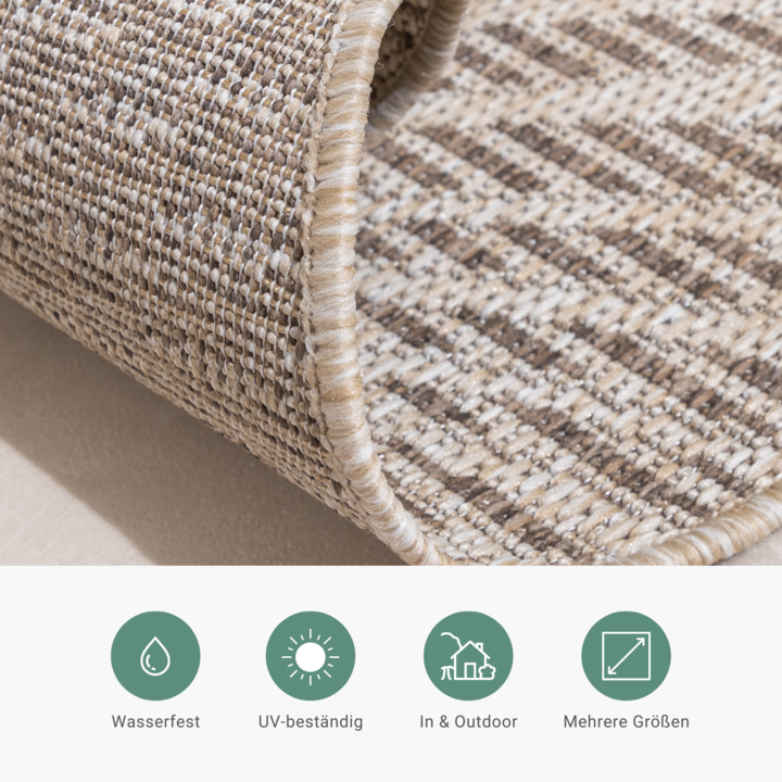 In- & Outdoor Teppich Rund - Tiga Palm Taupe