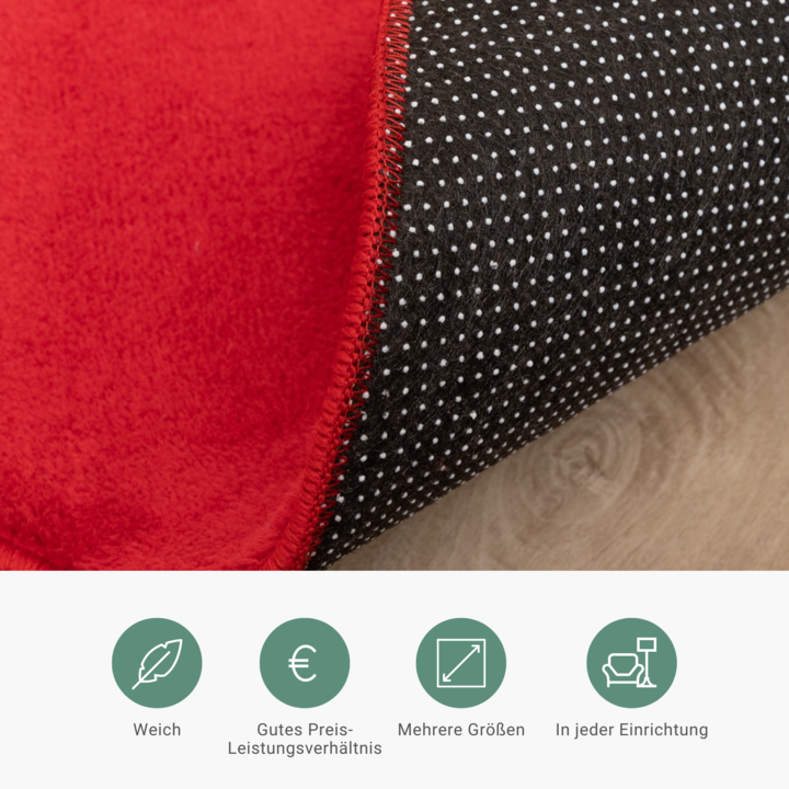 Waschbarer Teppich Rund - Vivid Rot