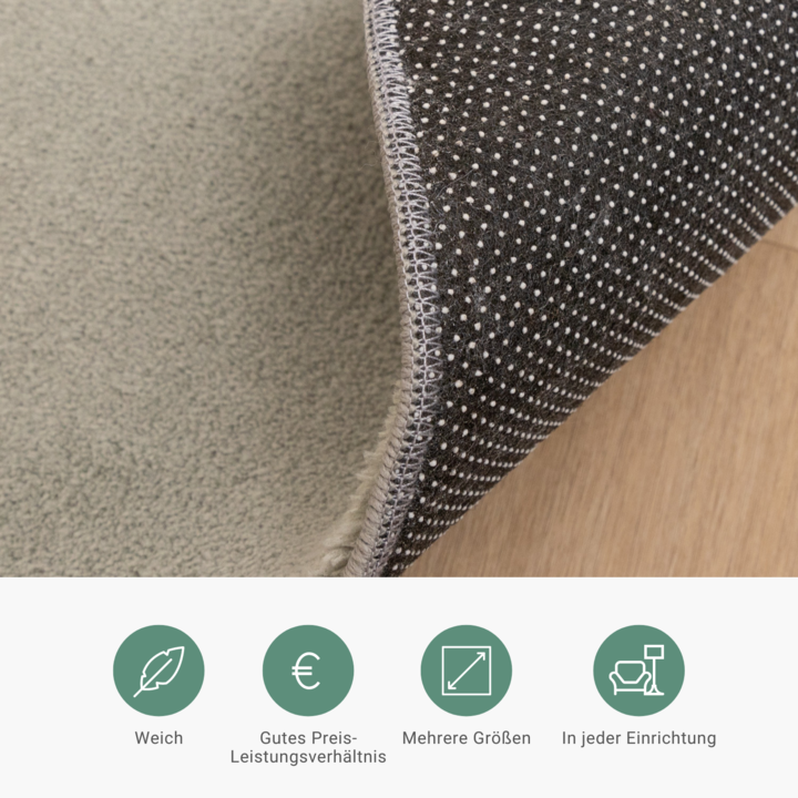 Waschbarer Teppich Rund - Vivid Grün