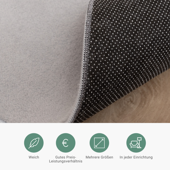 Waschbarer Teppich Rund - Vivid Grau