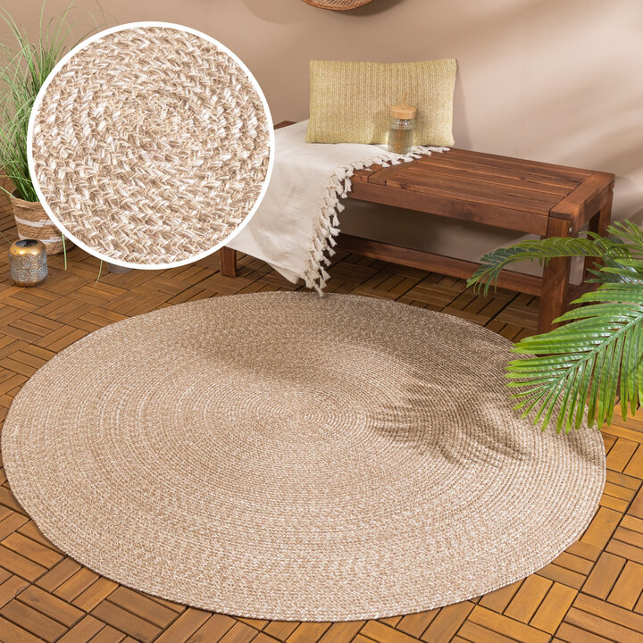 In- & Outdoor Jute Teppich Rund - Bali Braun