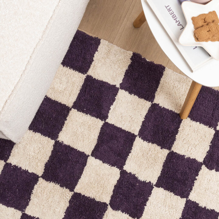 Retro Teppich - Gambit Violett Weiß 