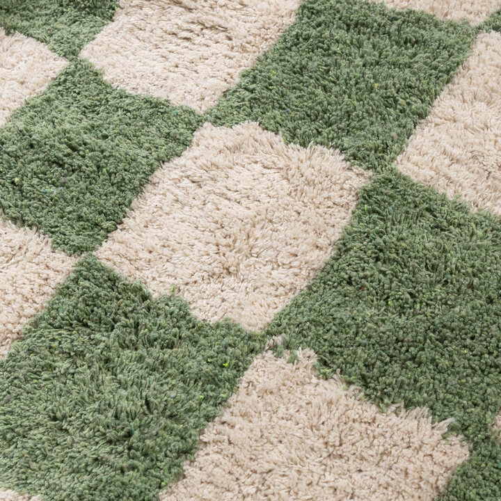 Retro Teppich - Gambit Grün Weiß 