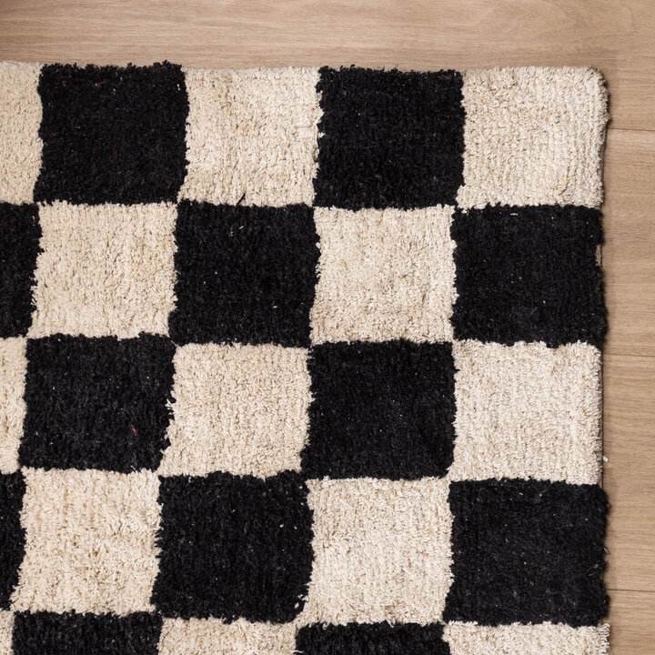 Retro Teppich - Gambit Schwarz Weiß 