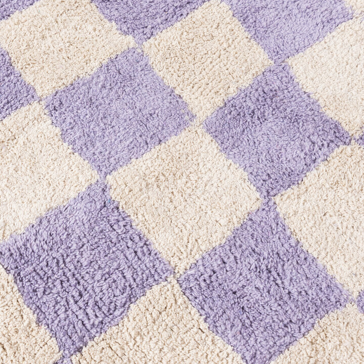 Retro Teppich - Gambit Lila Weiß
