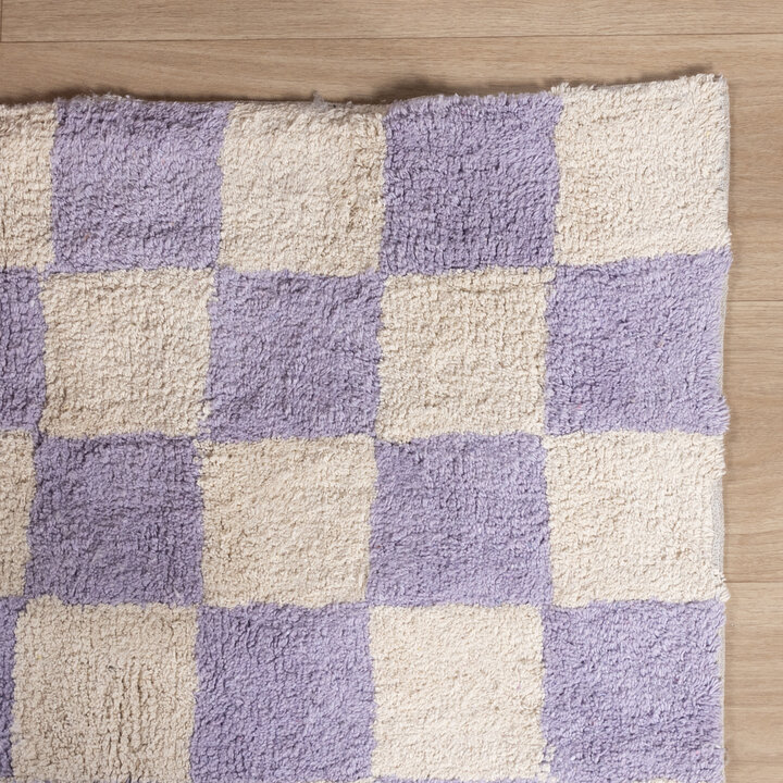 Retro Teppich - Gambit Lila Weiß