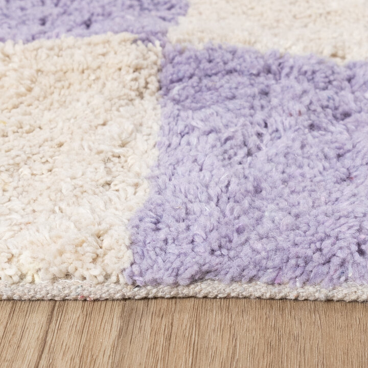 Retro Teppich - Gambit Lila Weiß