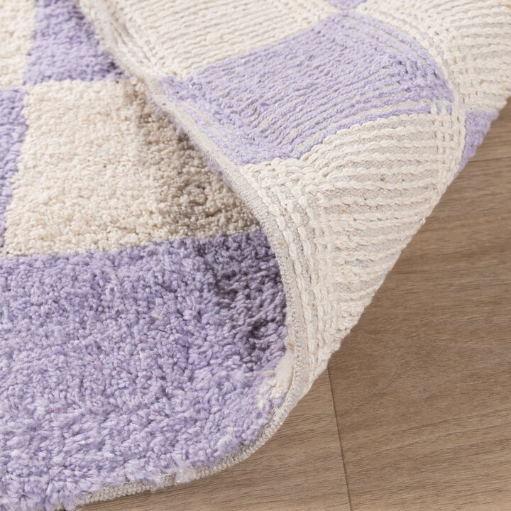 Retro Teppich - Gambit Lila Weiß
