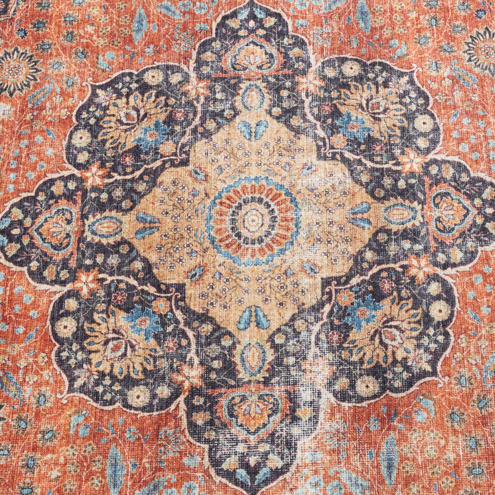 In- & Outdoor Teppich Rund - Kairo Medaillon Terra Dunkelblau