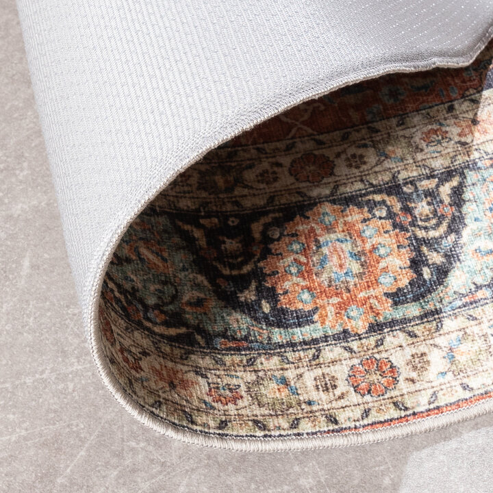 In- & Outdoor Teppich Rund - Kairo Medaillon Terra Dunkelblau