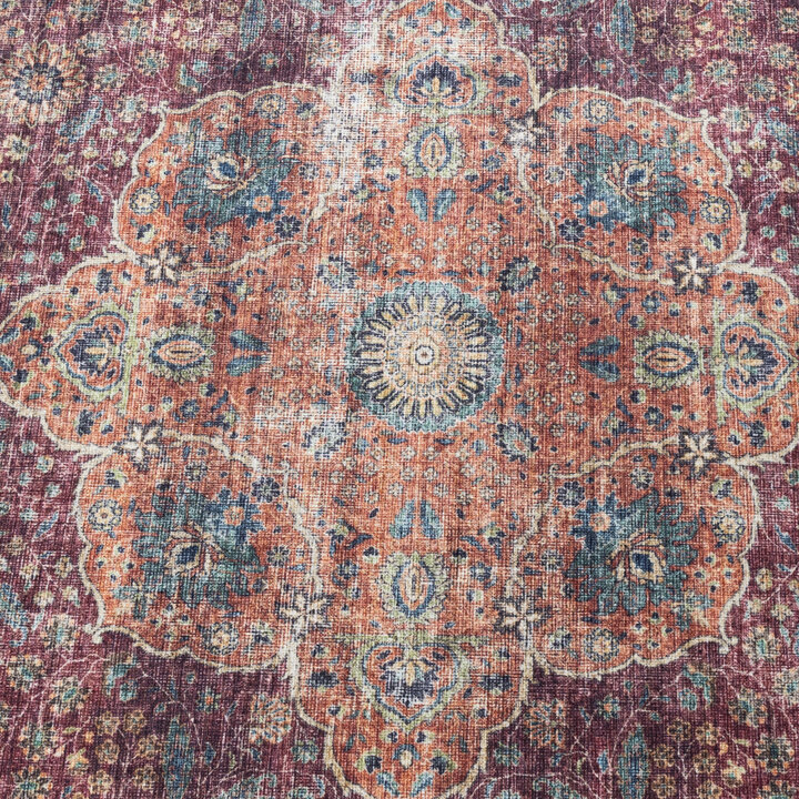 In- & Outdoor Teppich Rund - Kairo Medaillon Bordeaux Rot