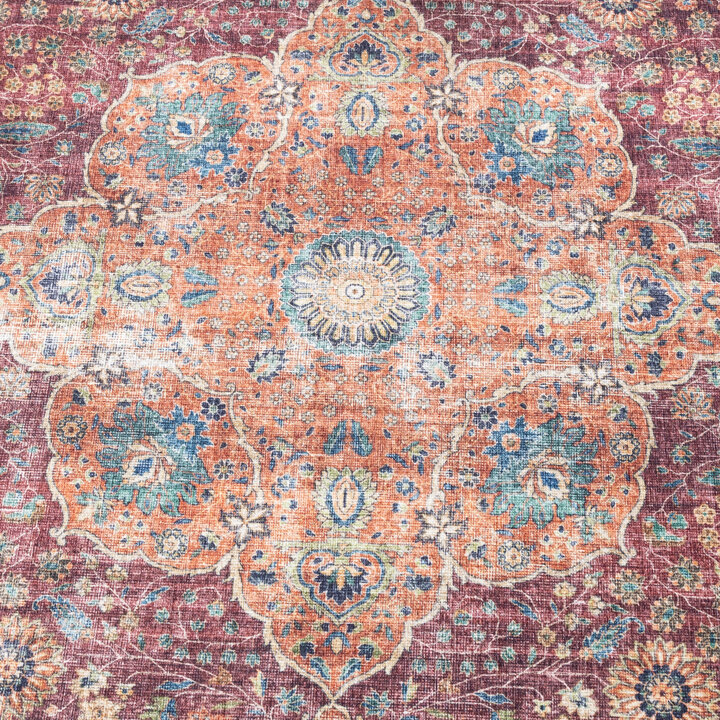 In- & Outdoor Teppich Vintage - Kairo Medaillon Bordeaux