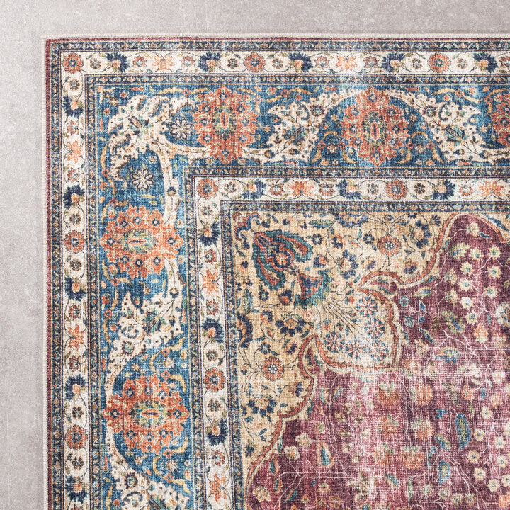 In- & Outdoor Teppich Vintage - Kairo Medaillon Bordeaux