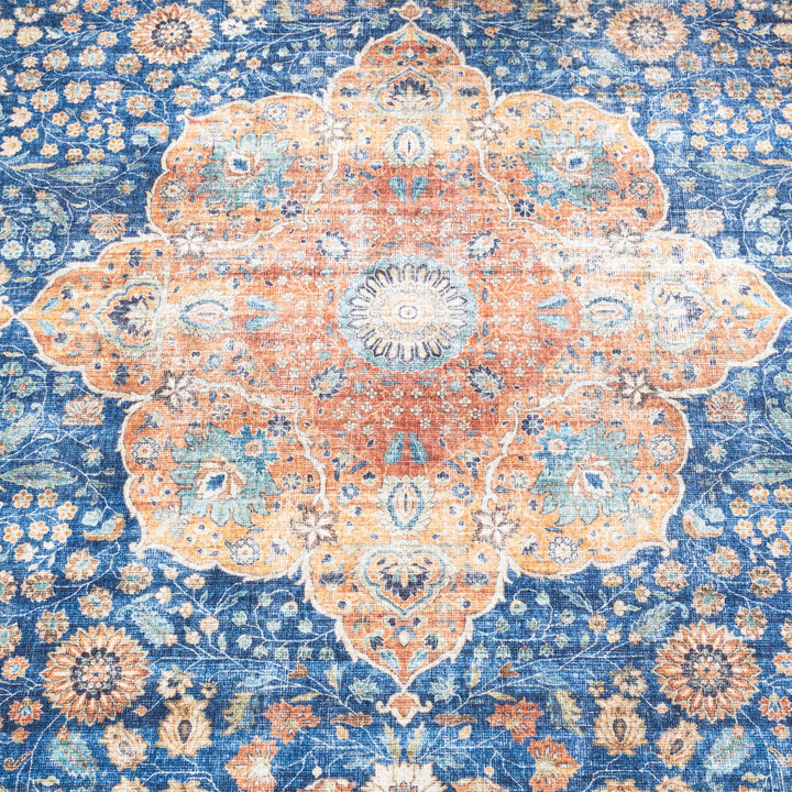 In- & Outdoor Teppich Vintage - Kairo Medaillon Dunkelblau Terra