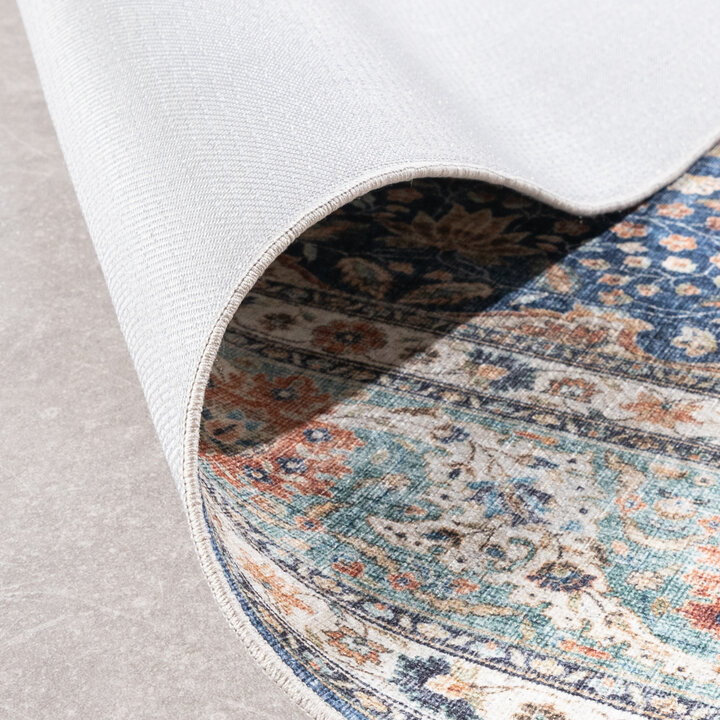 In- & Outdoor Teppich Vintage - Kairo Medaillon Dunkelblau Terra