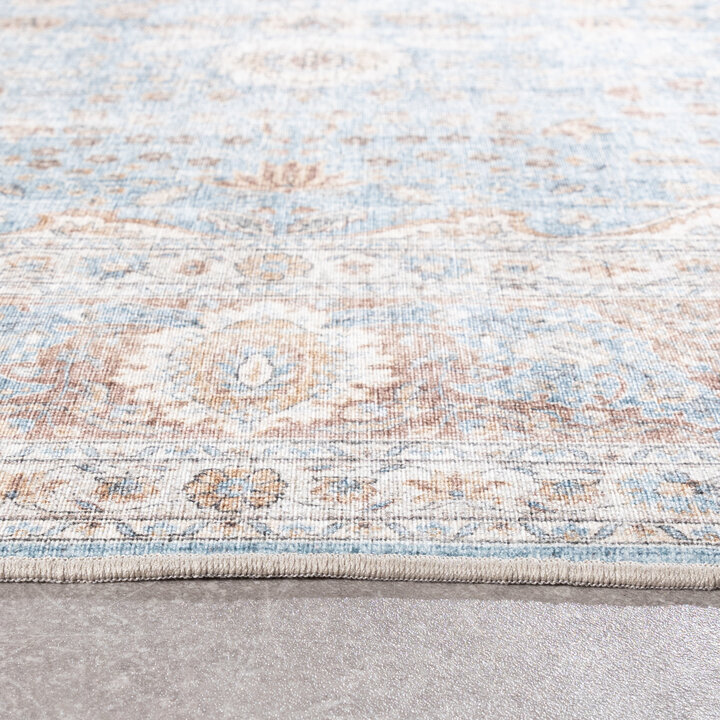 In- & Outdoor Teppich Vintage - Kairo Medaillon Hellblau Creme