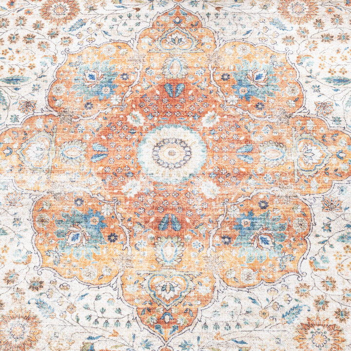 In- & Outdoor Teppich Vintage - Kairo Medaillon Creme Bunt