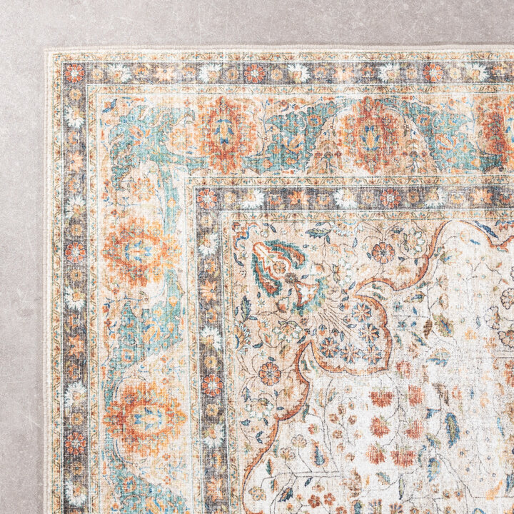 In- & Outdoor Teppich Vintage - Kairo Medaillon Creme Bunt