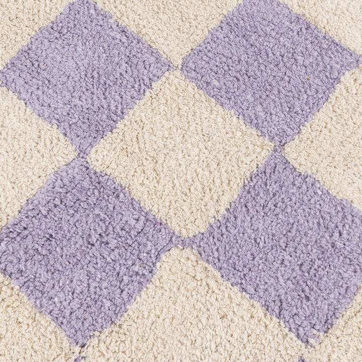 Rund Retro Teppich - Gambit Lila Weiß