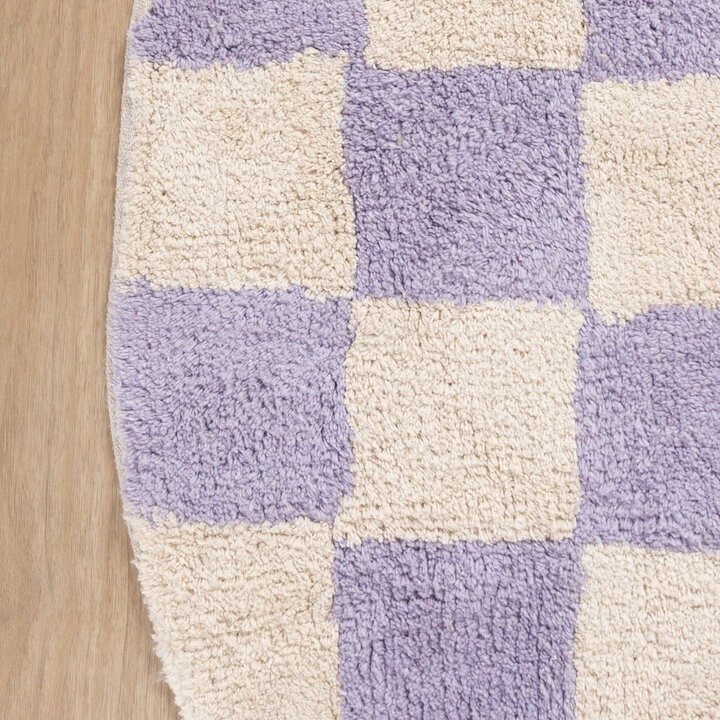 Rund Retro Teppich - Gambit Lila Weiß