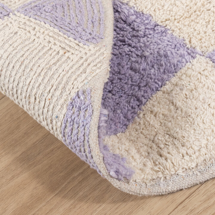 Rund Retro Teppich - Gambit Lila Weiß