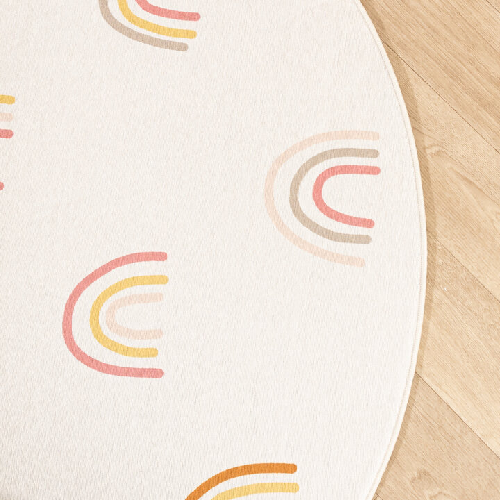 Waschbarer Kinderteppich Rund - Evi Rainbow Bunt