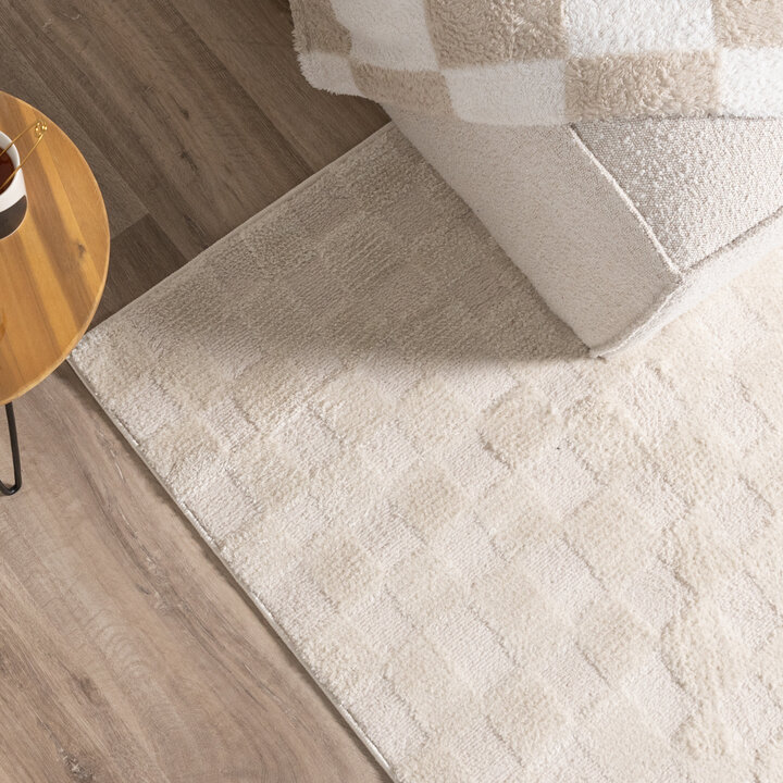 Japandi Teppich - Yori Checkerboard Creme