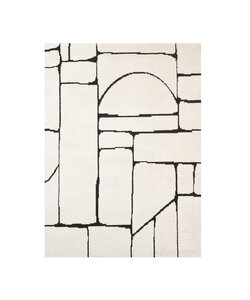Japandi Teppich - Yori Blocks Creme Schwarz