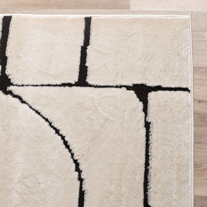 Japandi Teppich - Yori Blocks Creme Schwarz