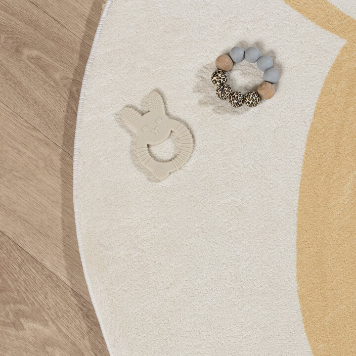 Waschbarer Spielteppich Rund - Sammy Giraffe Gelb