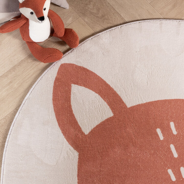 Waschbarer Spielteppich Rund - Sammy Fox Orange