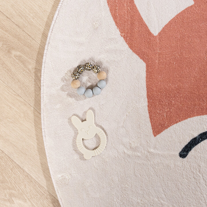 Waschbarer Spielteppich Rund - Sammy Fox Orange