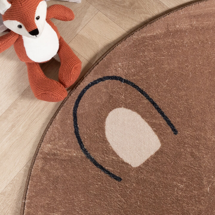 Waschbarer Spielteppich Rund - Sammy Bear Braun