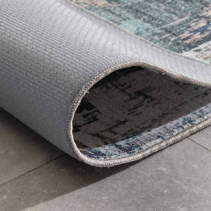 Waschbarer Läufer - Domingo Grunge Grün Creme