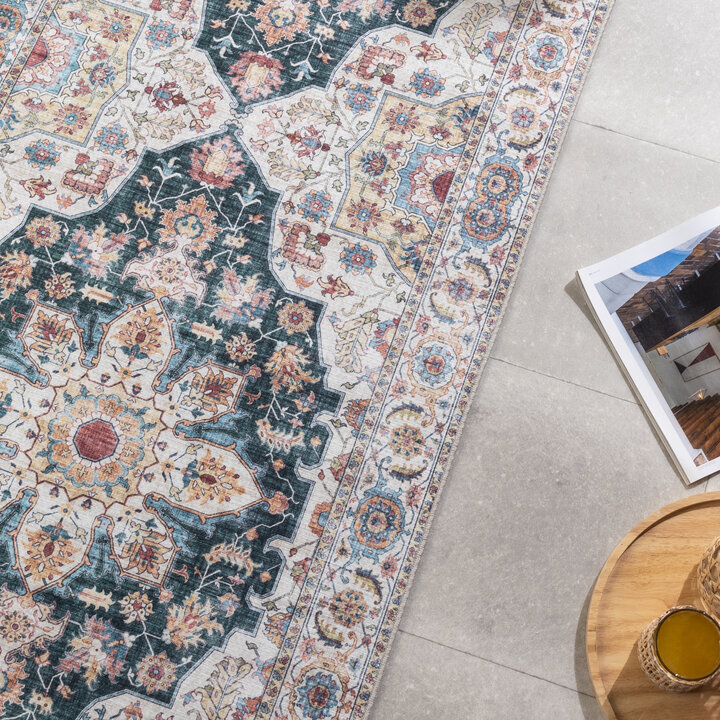 Waschbarer Läufer - Domingo Mandala Dunkelgrün